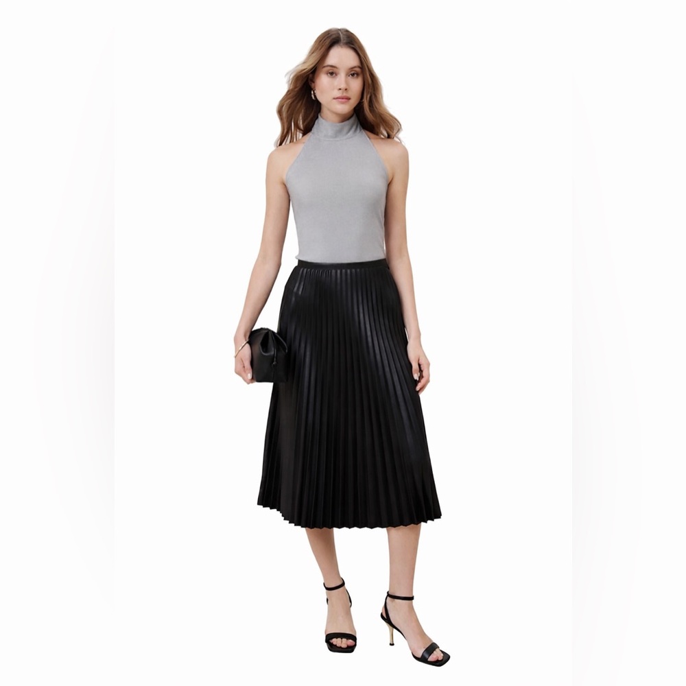 Banana Republic Factory Pleated Satin Side-Zip Skirt 14